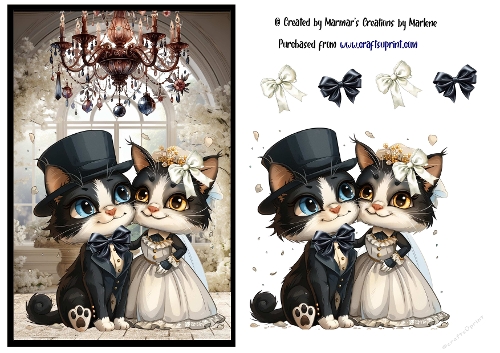 Wedding card of a cute cat couple