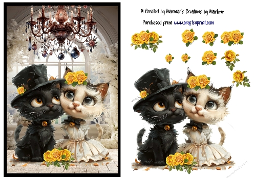 Wedding card of a cute cat couple