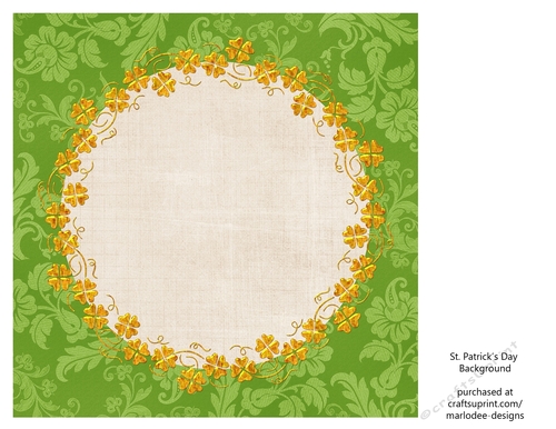 Elegant Light Green Floral with Golden Shamrock Frame 8x8 Insert