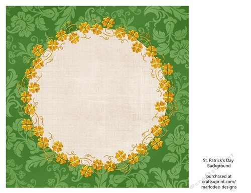 Elegant Green Floral with Golden Shamrock Frame 8x8 Insert