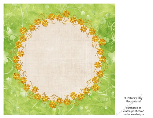 Light Green Shamrocks with Golden Shamrock Frame 8x8 Insert