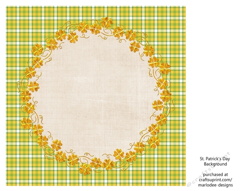 Green, Yellow & White Plaid with Golden Shamrock Frame 8x8 Insert