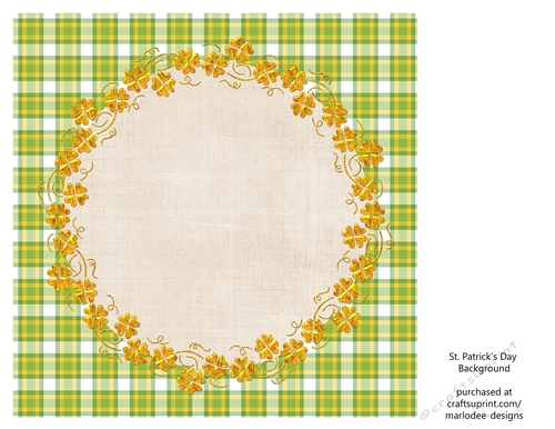 Green, Yellow & White Plaid with Golden Shamrock Frame 8x8 Insert
