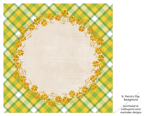 Green, Yellow & White Plaid with Golden Shamrock Frame 8x8 Insert