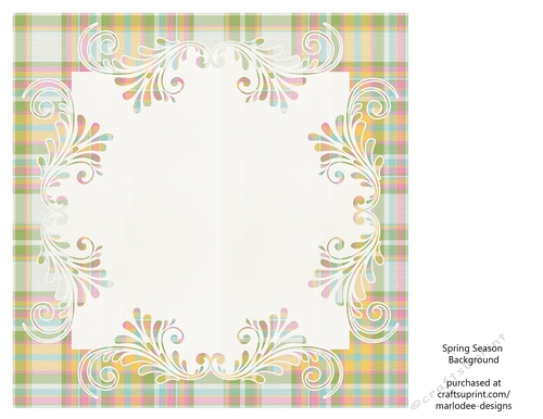 Green, Blue, Pink, Golden & White Plaid Background with Pretty White Topper