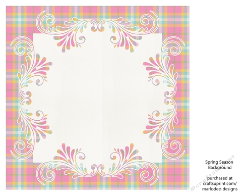 Pink, Blue, Green, Golden & White Plaid Background with Pretty White Topper