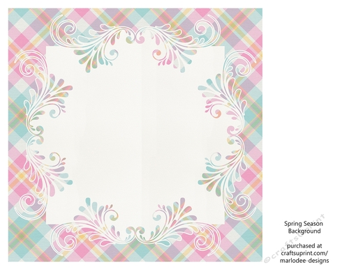 Blue, Green, Pink, Golden & White Plaid Background with Pretty White Topper