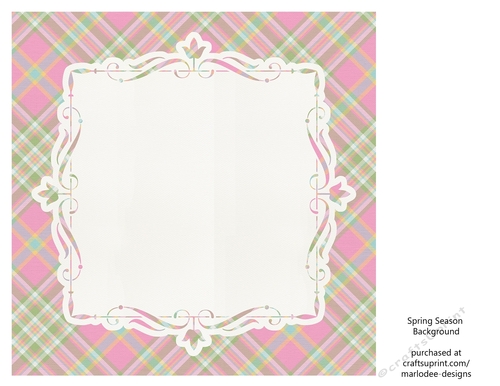 Blue, Green, Pink, Golden & White Plaid Background with Pretty White Topper