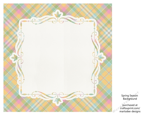 Golden, Blue, Pink, Green & White Plaid Background with Pretty White Topper