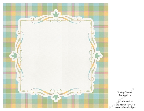 Green, Blue, Golden, Pink & White Plaid Background with Pretty White Topper