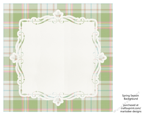 Green, White, Blue, Golden & Pink Plaid Background with Pretty White Topper