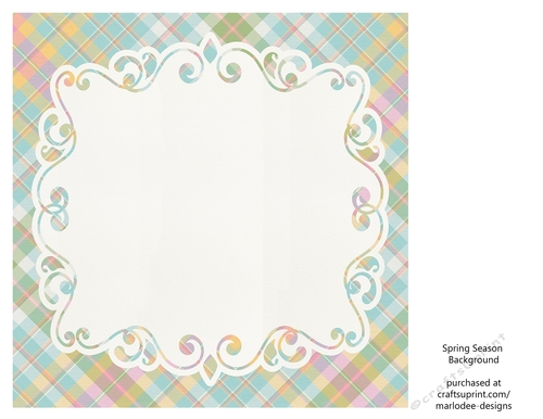 Blue, Green, Pink, White & Golden Plaid Background with Pretty White Topper