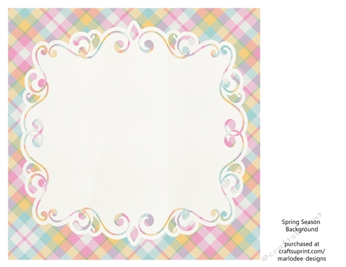 Blue, Green, Pink, White & Golden Plaid Background with Pretty White Topper