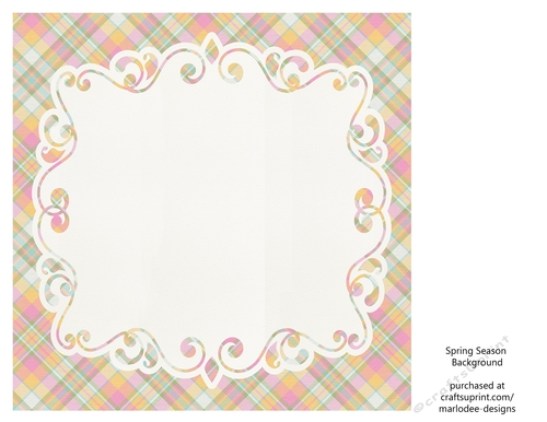 Blue, Green, Pink, White & Golden Plaid Background with Pretty White Topper