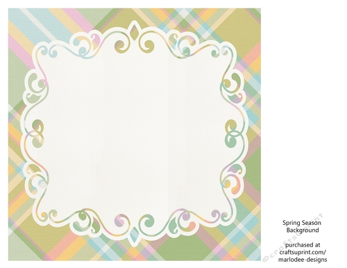 Blue, Green, Pink, White & Golden Plaid Background with Pretty White Topper