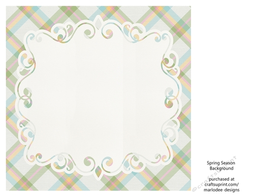 Blue, Green, Pink, White & Golden Plaid Background with Pretty White Topper