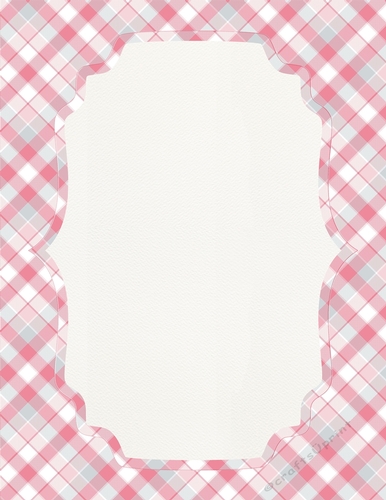Pink, White & Blue Plaid A4 size Background with Pretty White Topper