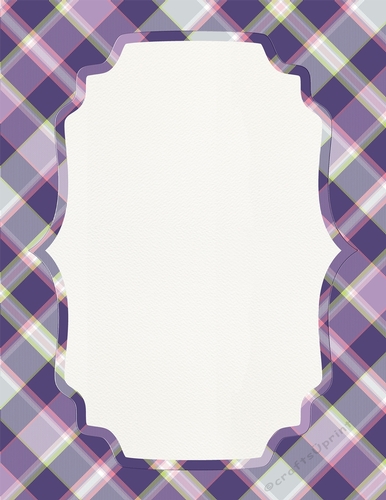 Purple, Green, Pink, White & Blue Plaid A4 size Background with Pretty White Topper