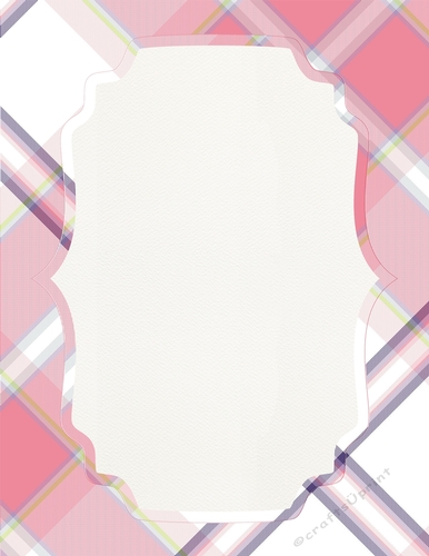 Purple, Green, Pink, White & Blue Plaid A4 size Background with Pretty White Topper
