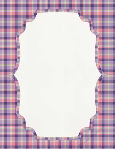Purple, Green, Pink, White & Blue Plaid A4 size Background with Pretty White Topper