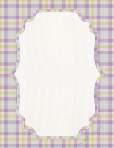 Purple, Green, Pink, White & Blue Plaid A4 size Background with Pretty White Topper