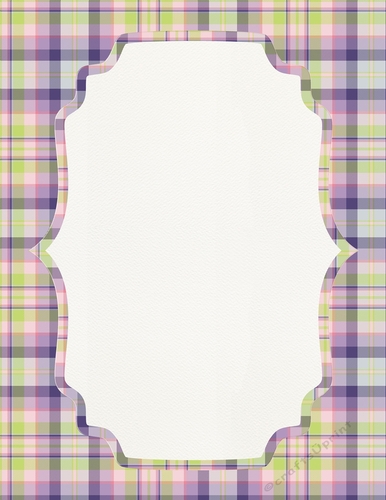 Purple, Green, Pink, White & Blue Plaid A4 size Background with Pretty White Topper
