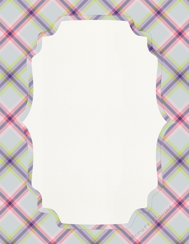 Purple, Green, Pink, White & Blue Plaid A4 size Background with Pretty White Topper