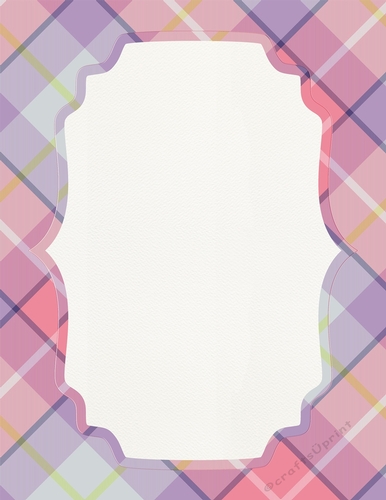 Purple, Green, Pink, White & Blue Plaid A4 size Background with Pretty White Topper