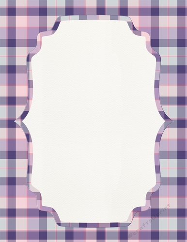 Purple, Pink, Blue & White Plaid A4 size Background with Pretty White Topper