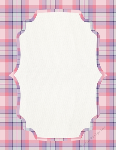 Purple, Pink, Blue & White Plaid A4 size Background with Pretty White Topper