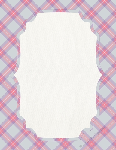 Blue, Purple, Pink & White Plaid A4 size Background with Pretty White Topper