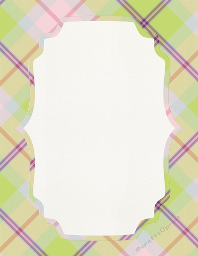 Green, Blue, Purple, Pink & White Plaid A4 size Background with Pretty White Topper