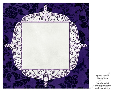 Pretty Dark Purple Floral 8x8 Background with White Topper
