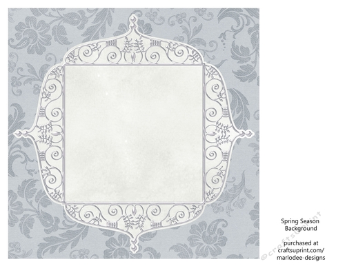 Pretty Light Blue Gray Floral 8x8 Background with White Topper