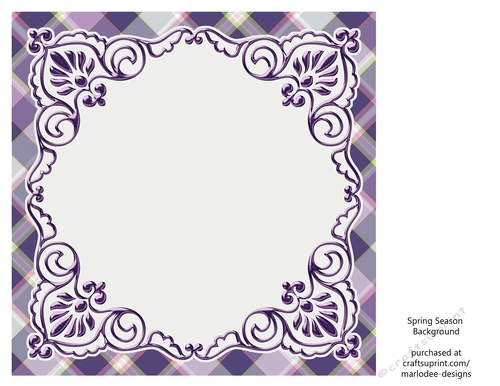 Pink, Purple, Green, Blue & White 8x8 Plaid Background with White Topper