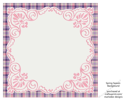 Pink, Purple, Green, Blue & White 8x8 Plaid Background with White Topper