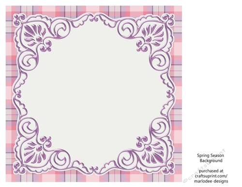 Pink, Purple, Green, Blue & White 8x8 Plaid Background with White Topper