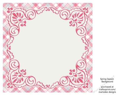 Pink, White & Blue 8x8 Plaid Background with White Topper