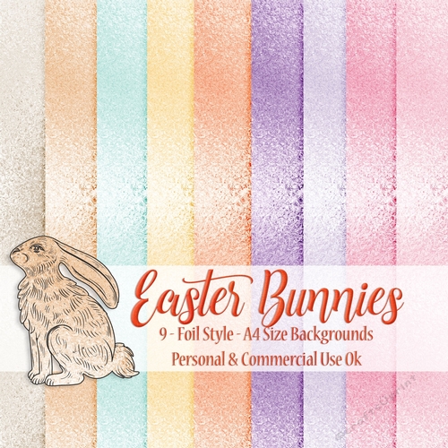 Easter Bunnies - Foil Style A4 Backgrounds