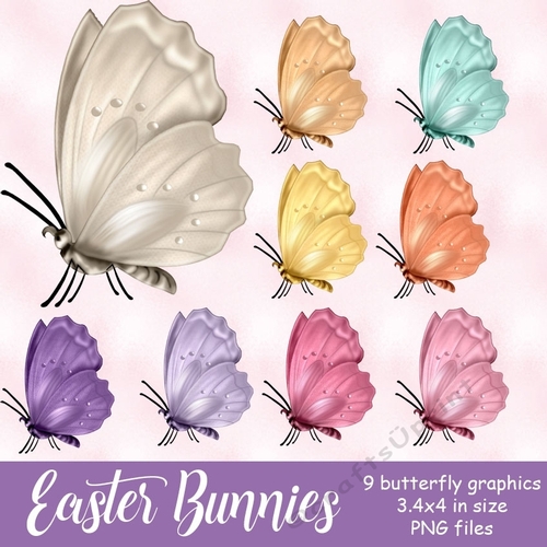 Easter Bunnies - Pretty Butterfly Graphics