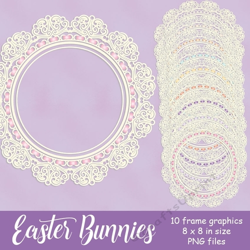 Easter Bunnies - Pretty 8x8 Round Frames with Ribbons