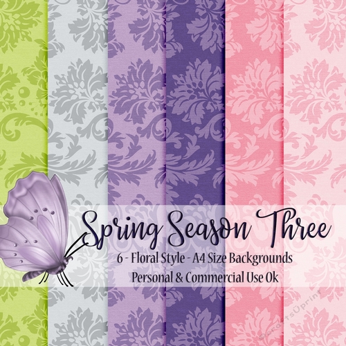 Spring Season THREE - Elegant Floral Style A4 Backgrounds