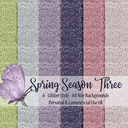 Spring Season THREE - Glitter Style A4 Backgrounds
