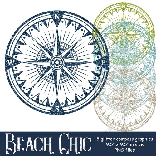 Beach Chic - Compass Graphics (glitter)
