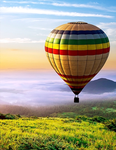 Hot Air Balloon - A4 size Oil Painting Style Background