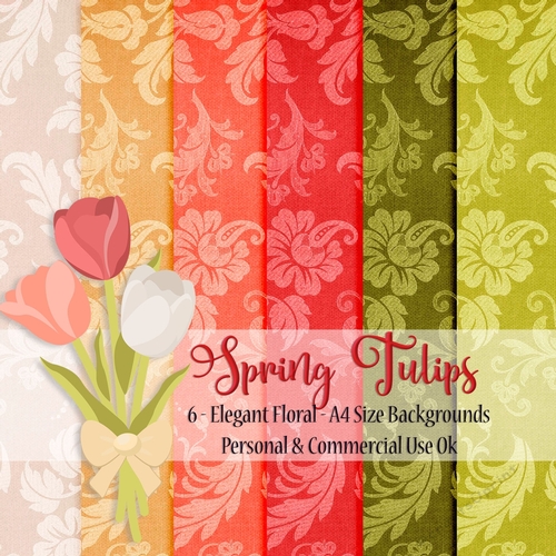 Spring Tulips - Elegant Floral A4 Backgrounds
