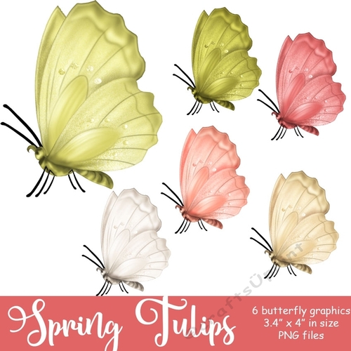 Spring Tulips -  Butterfly Graphics