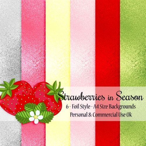 Strawberries in Season - Foil Style A4 Backgrounds