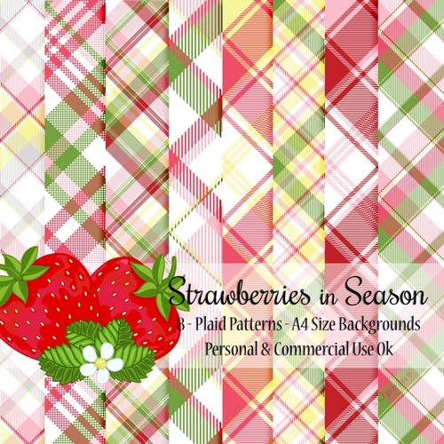 Strawberries in Season - Plaid A4 Backgrounds