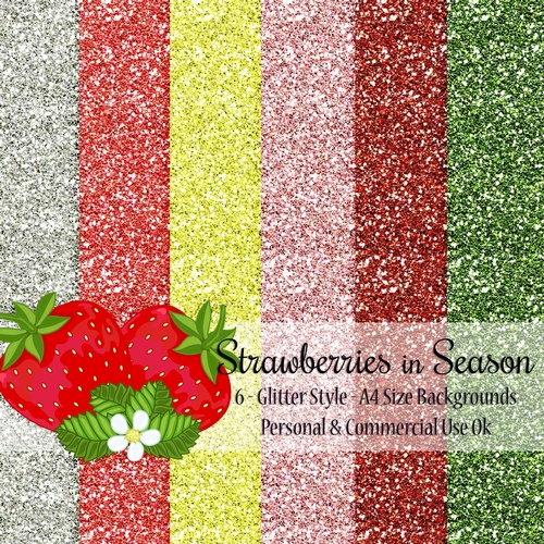 Strawberries in Season - Glitter Style A4 Backgrounds